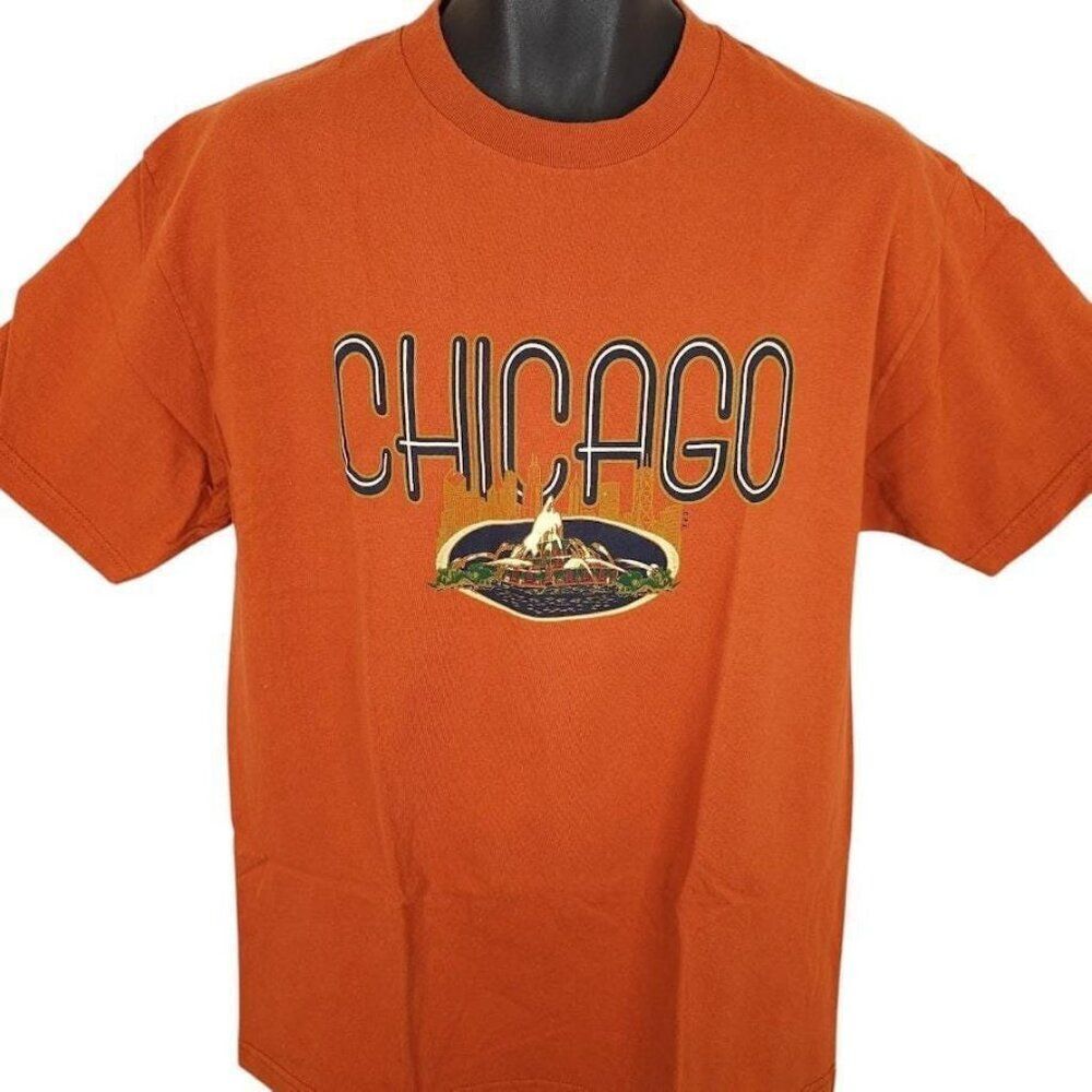 Vintage Chicago T Shirt Mens Size Large Orange 90s Travel Destination